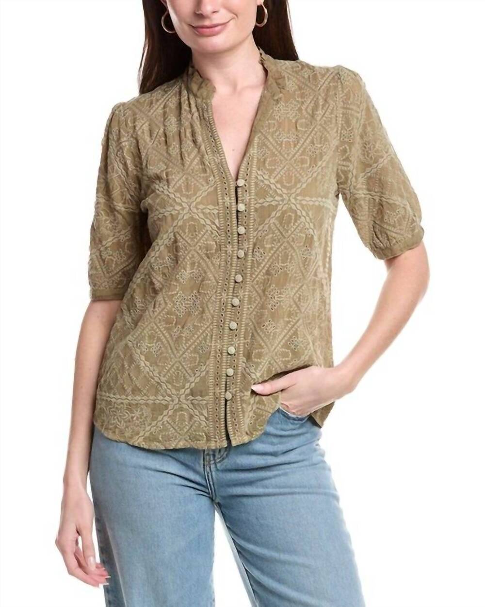NEW JOHNNY WAS briallen shirt in martini olive